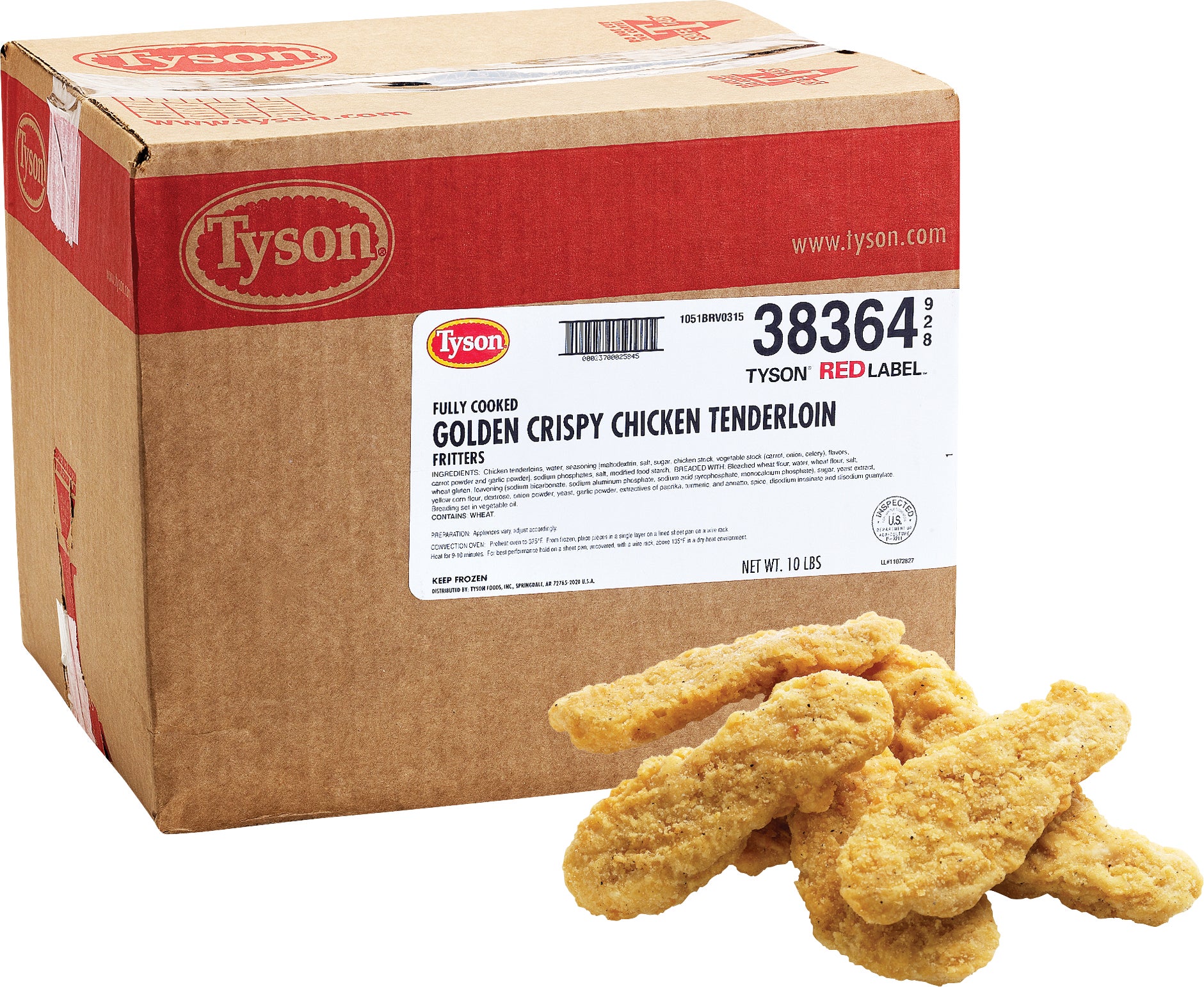 Tyson Red Label Golden Crispy Chicken Tenderloin Fritters, Fully Cooked, 10 lbs