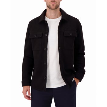 Victor Emmanuel Men's Waffle Cotton Knit Bonded Overshirt