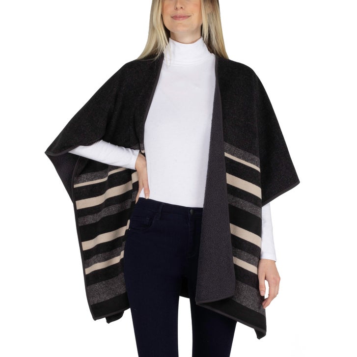 Ike Behar Ladies' Reversible Wrap with High Pile Fleece | Costco