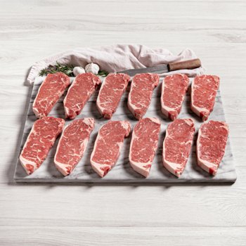 Rastelli's USDA Choice Black Angus NY CC Strip Steak (12/10 Oz. Per Steak), 12 Total Count, 7.5 Lbs. Total