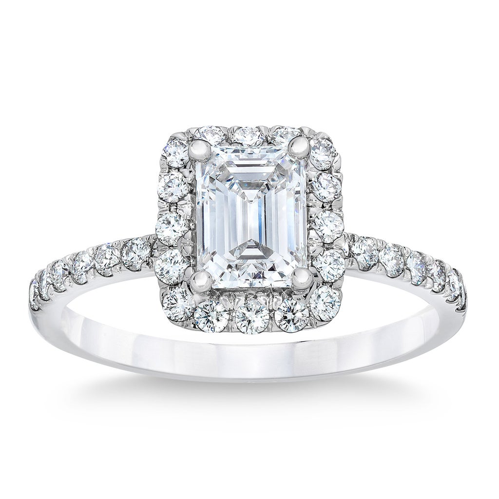 Emerald Cut 1.68 ctw VS1 Clarity, F Color Diamond Platinum Halo Ring ...