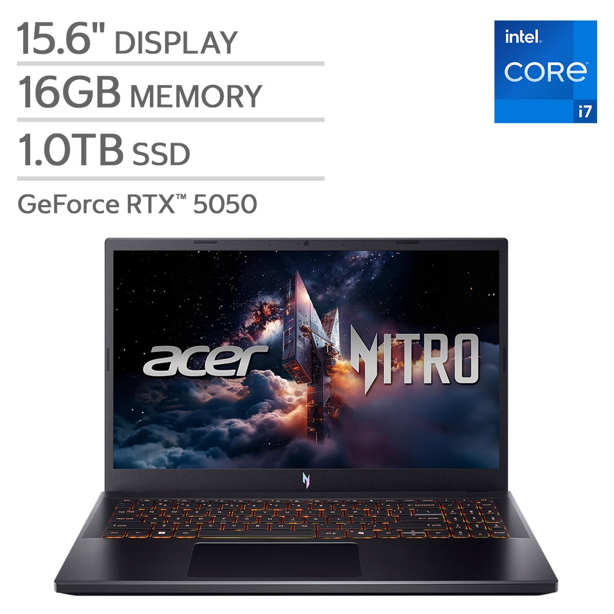Acer Nitro V 15.6" Gaming Laptop - Intel Core i7-13620H Processor - NVIDIA GeForce RTX 5050 Laptop GPU - Full HD IPS 165Hz Display - 16GB DDR4 - 1TB PCIe Gen 4 SSD - Windows 11 Home