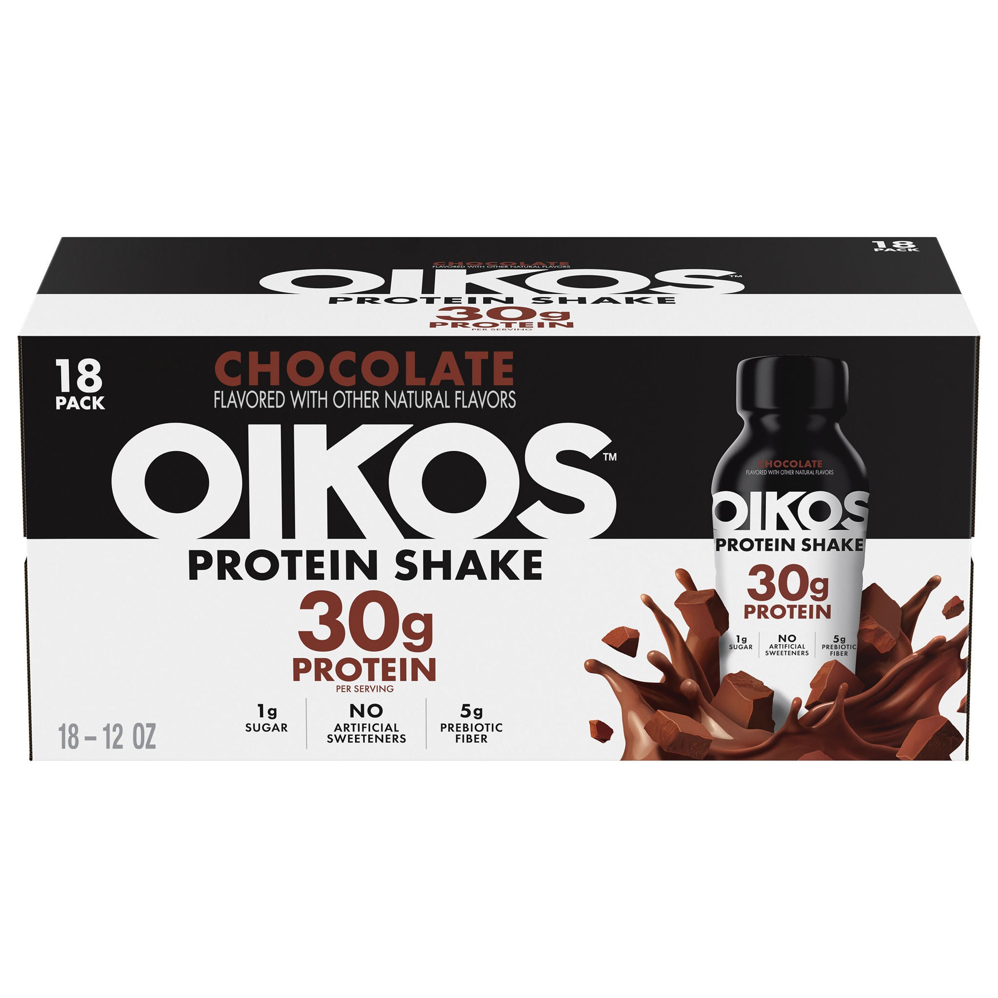 Oikos 30g Chocolate Protein Shake, 12 fl oz, 18-pack | Costco
