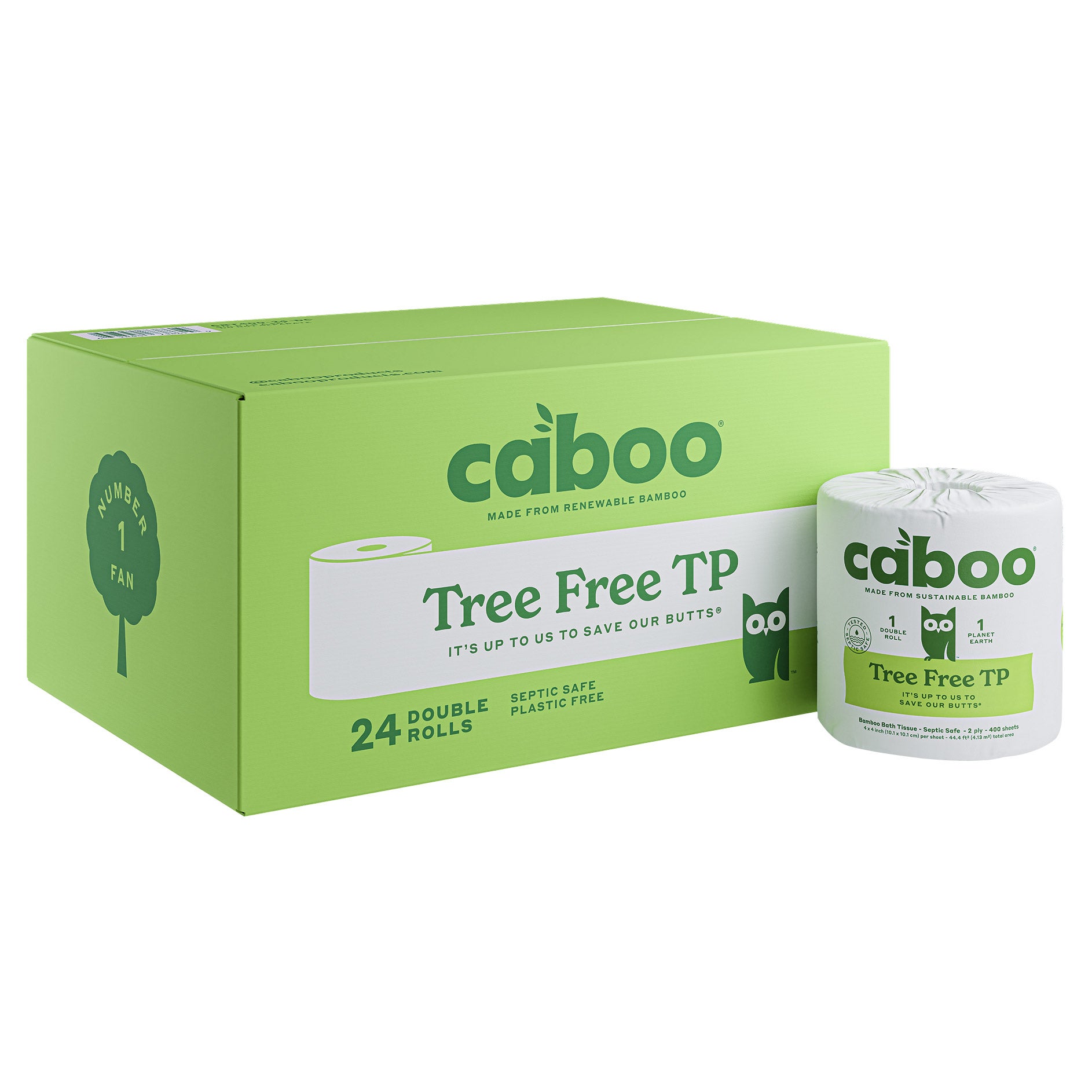 Caboo Bamboo Bath Tissue, 2-Ply, 400 Sheets, 24 Rolls | Costco