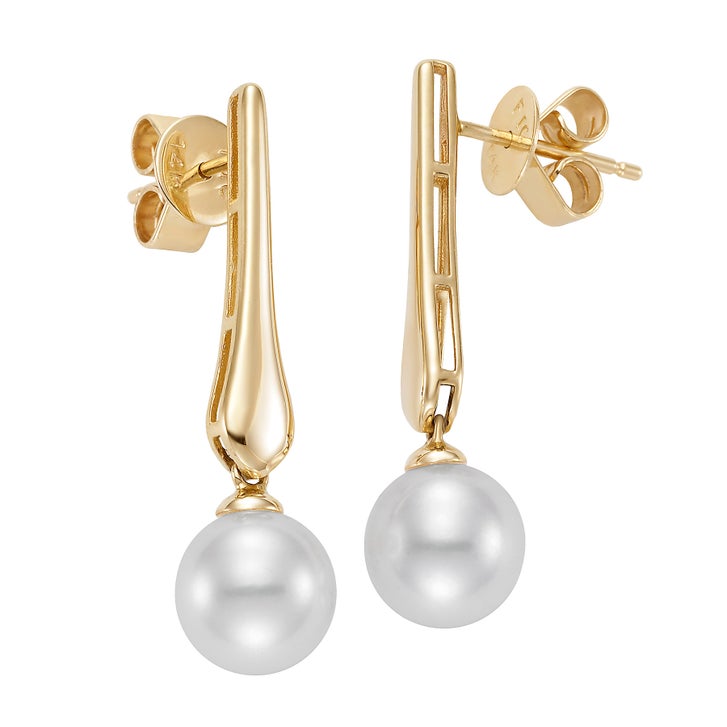 Freshwater Cultured 8-8.5mm Pearl 14kt Yellow Gold Earrings | Costco