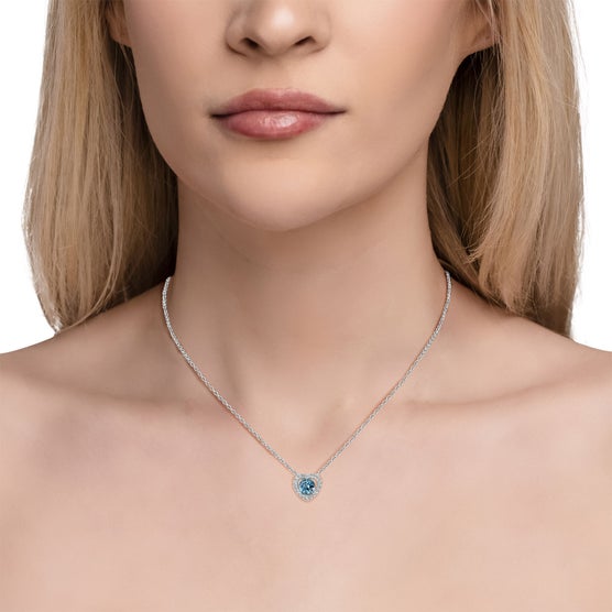 Blue Topaz and Diamond 14kt White Gold Necklace | Costco