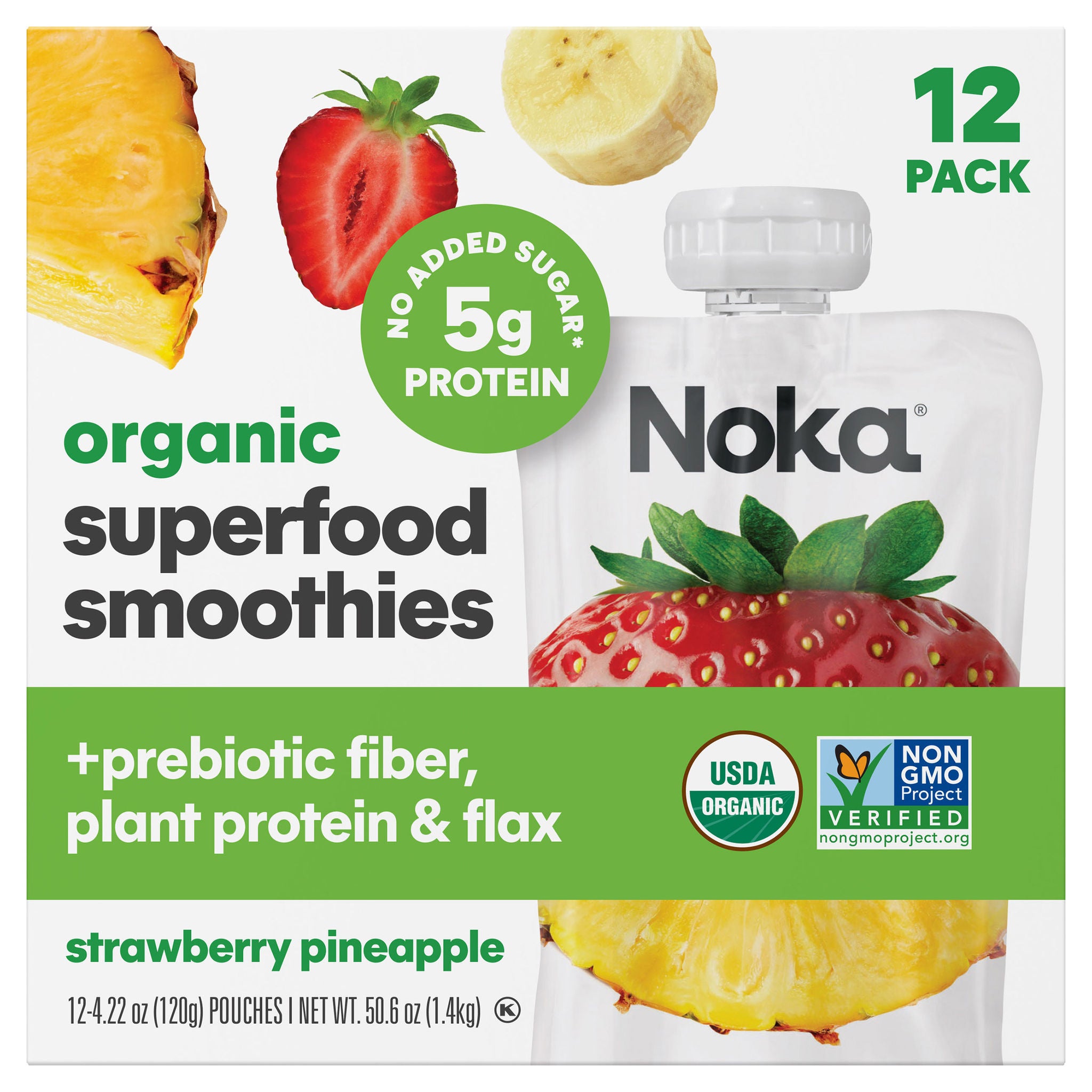 Noka Organic Superfood Smoothies, Strawberry Pineapple, 4.22 oz