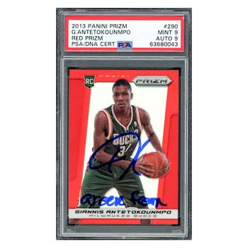 その他 2013 Giannis Antetokoumpo RC PSA 9 Giannis Antetokounmpo Autographed 2013 Panini Prizm Red Rookie
