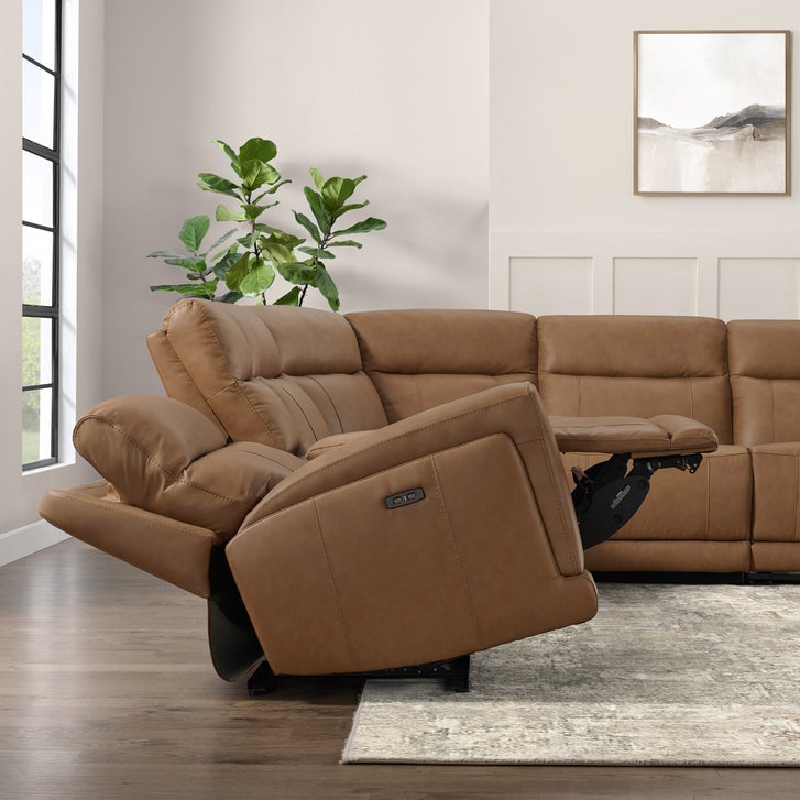 ラクレコ＋ Lauretta 6-piece Leather Power Reclining Sectional with Power