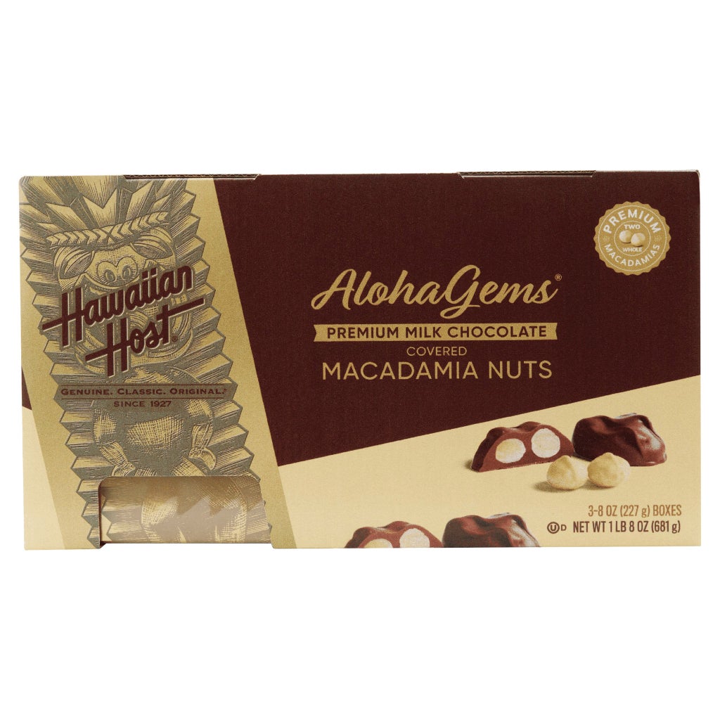Hawaiian Host Aloha Gems, Milk Chocolate Covered Macadamia Nuts, 8