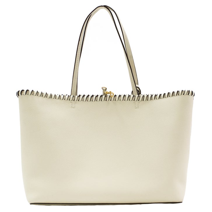 Tory Burch Mcgraw Whipstitch Tote Bag, New Ivory | Costco