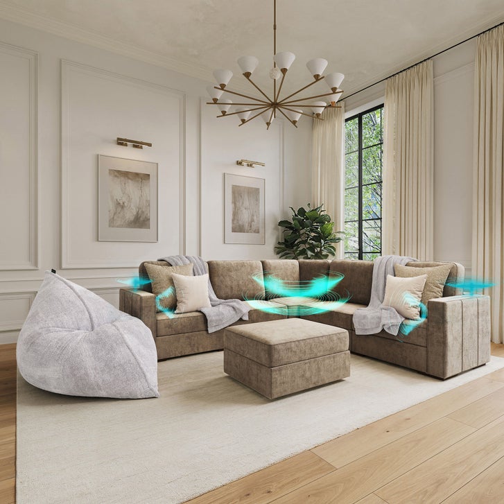 Lovesac Modular Sectional Sofa Bundle 6 Seats/8 Square Sides with ...