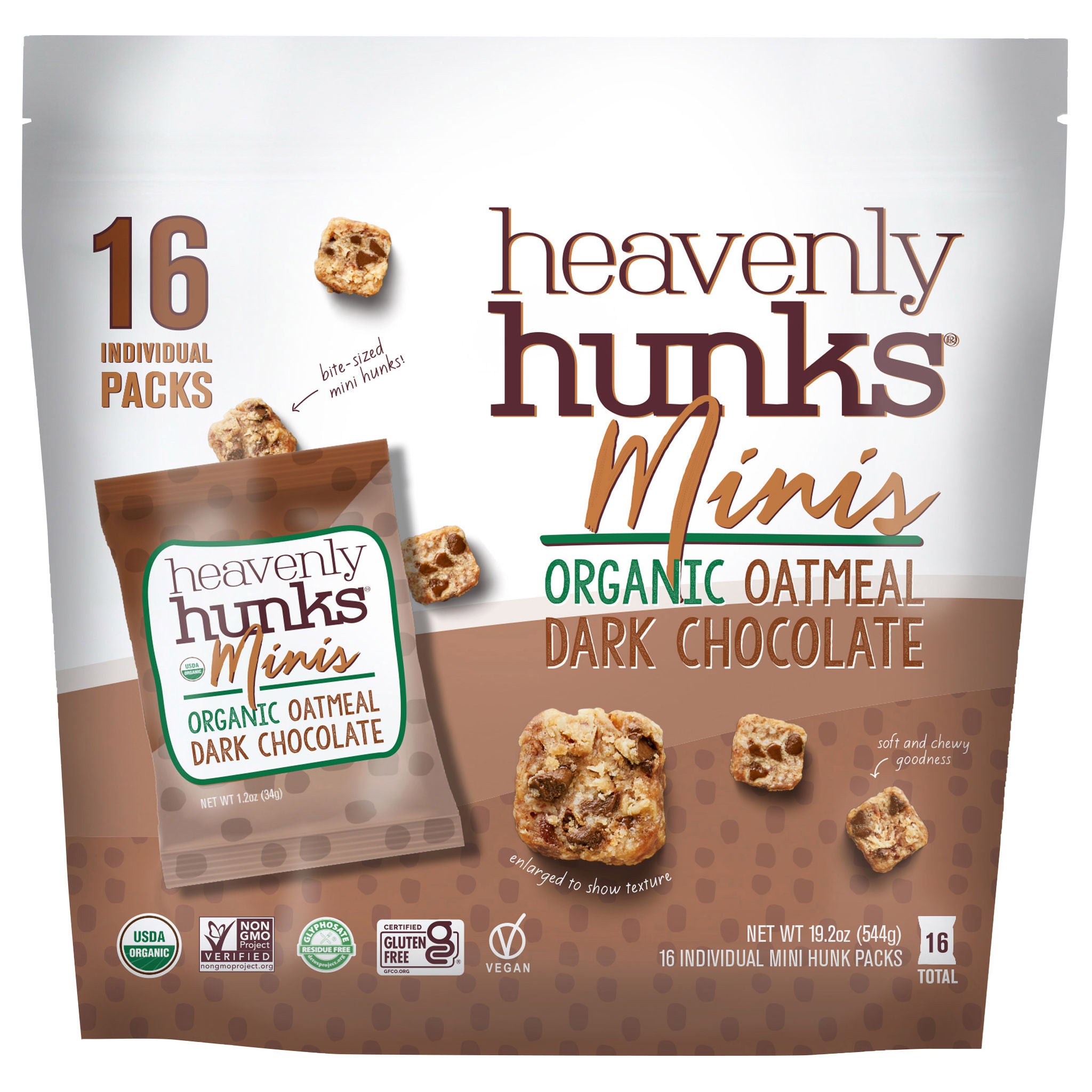 Heavenly Hunks Organic Oatmeal Dark Chocolate Mini Bites, 1.2 oz