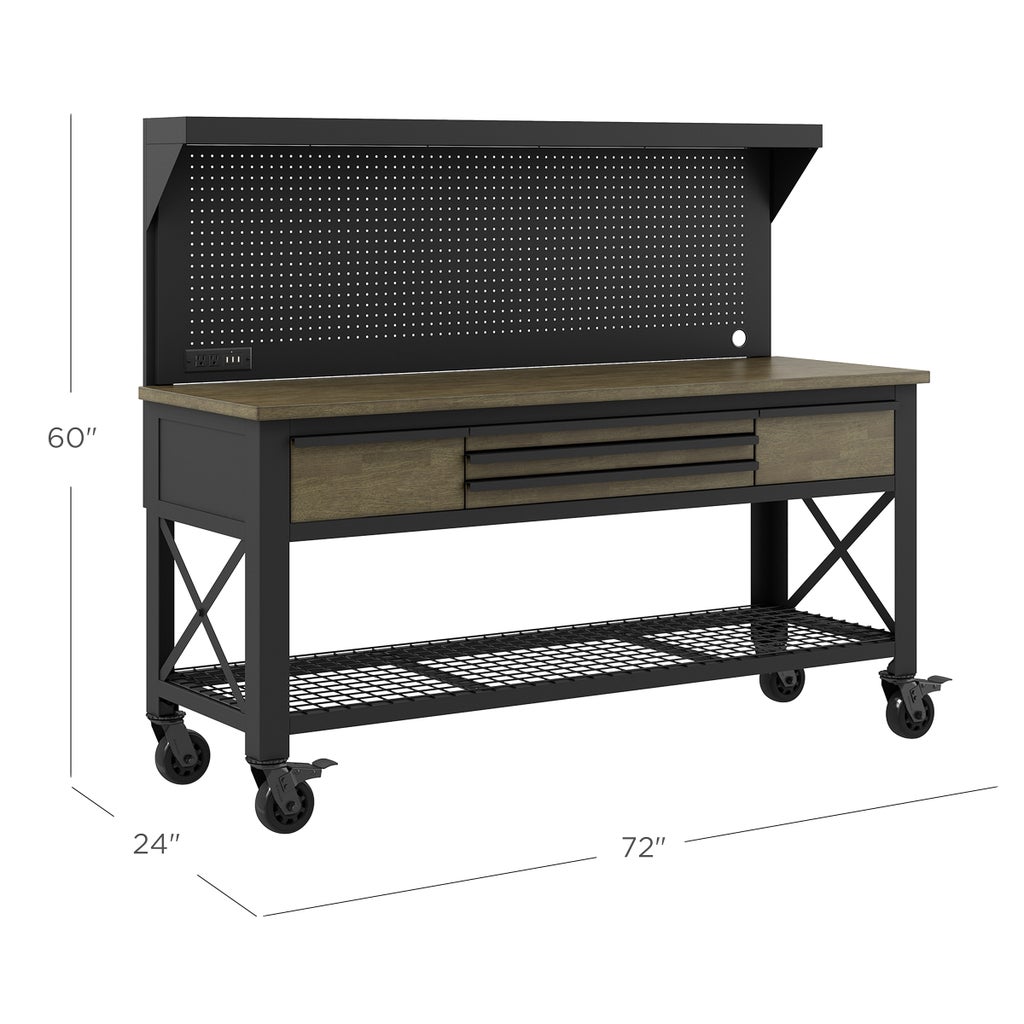 Whalen 72” Industrial Metal and Wood Workbench | Costco