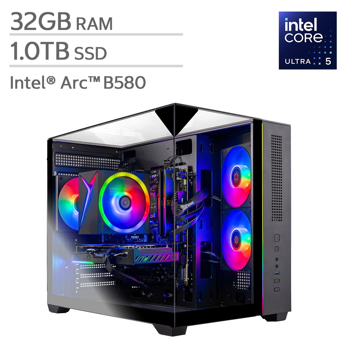 Skytech Crystal Gaming Desktop — Intel Core Ultra 5 225F — Intel