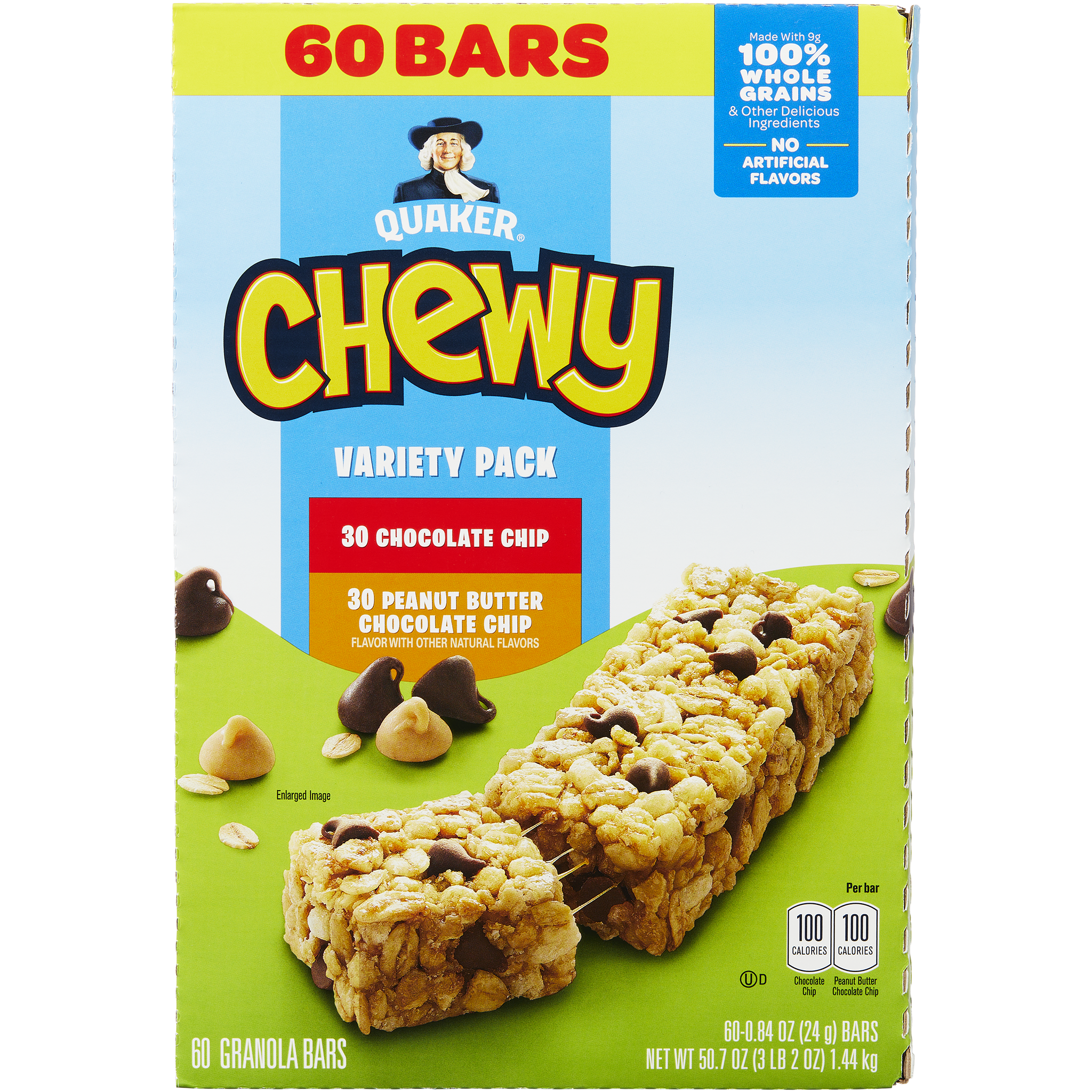Quaker Chewy Granola Bars, Variety Pack, 0.84 oz, 60-count