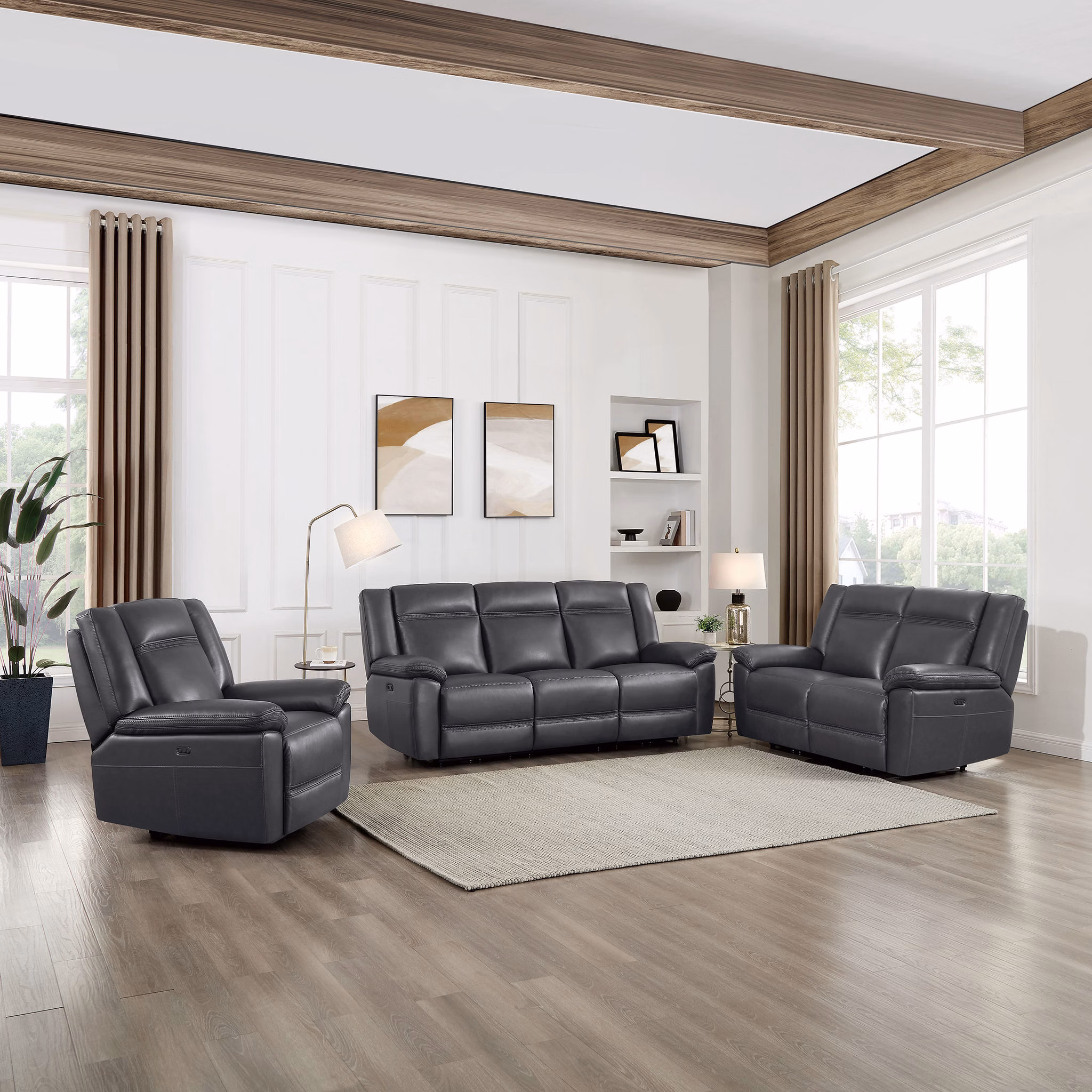 Prospera Home Perry Top Grain Leather power reclining sofa, loveseat and chair