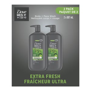 Dove Men + Care Extra Fresh Body Wash, 2 x 887 mL