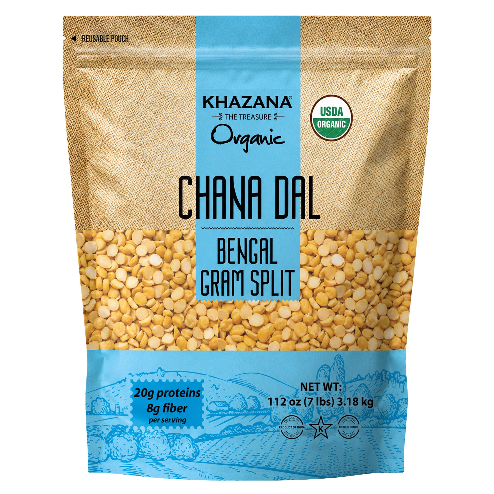 Khazana Organic Chana Dal Bengal Gram Split, 7 lbs