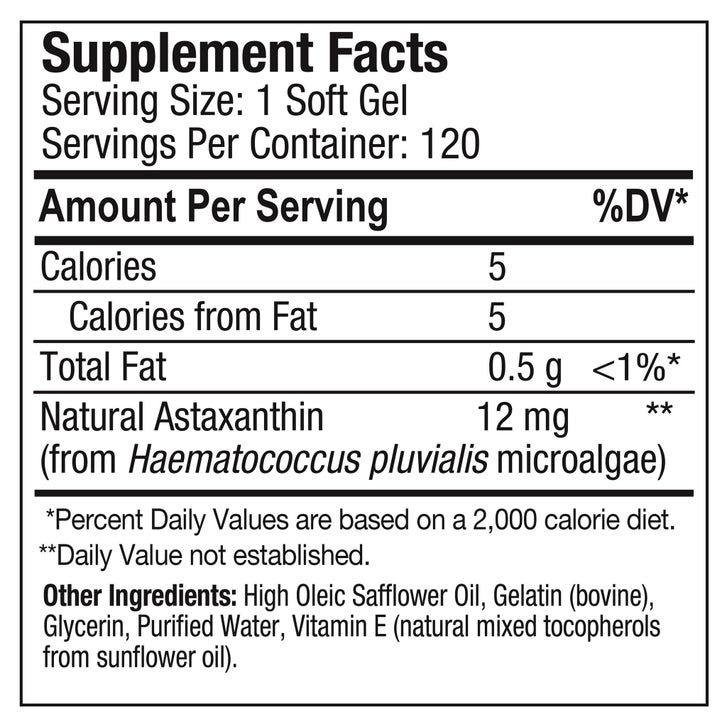 BioAstin Hawaiian Astaxanthin 12 mg, 120 Softgels