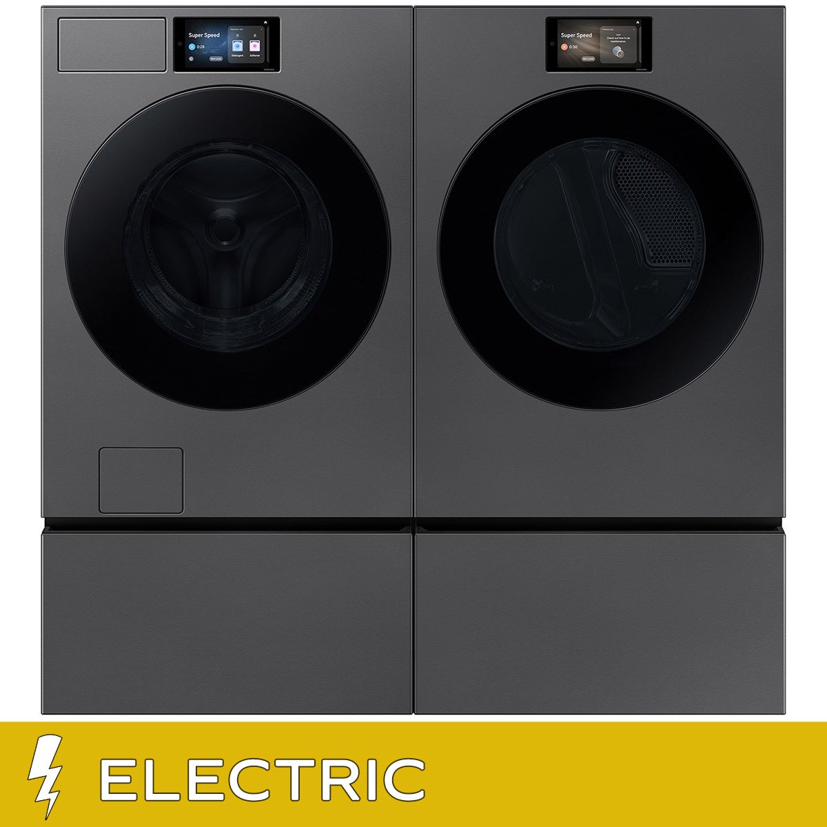 Samsung 5.3 cu. ft. Bespoke AI Front Load Ultra Capacity Washer and 7.6 cu. ft. Bespoke AI Ultra Capacity Front Load ELECTRIC Dryer with AI Home