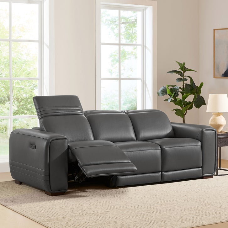 Karson Leather Power Reclining Sofa with Power Headrests | Costco
