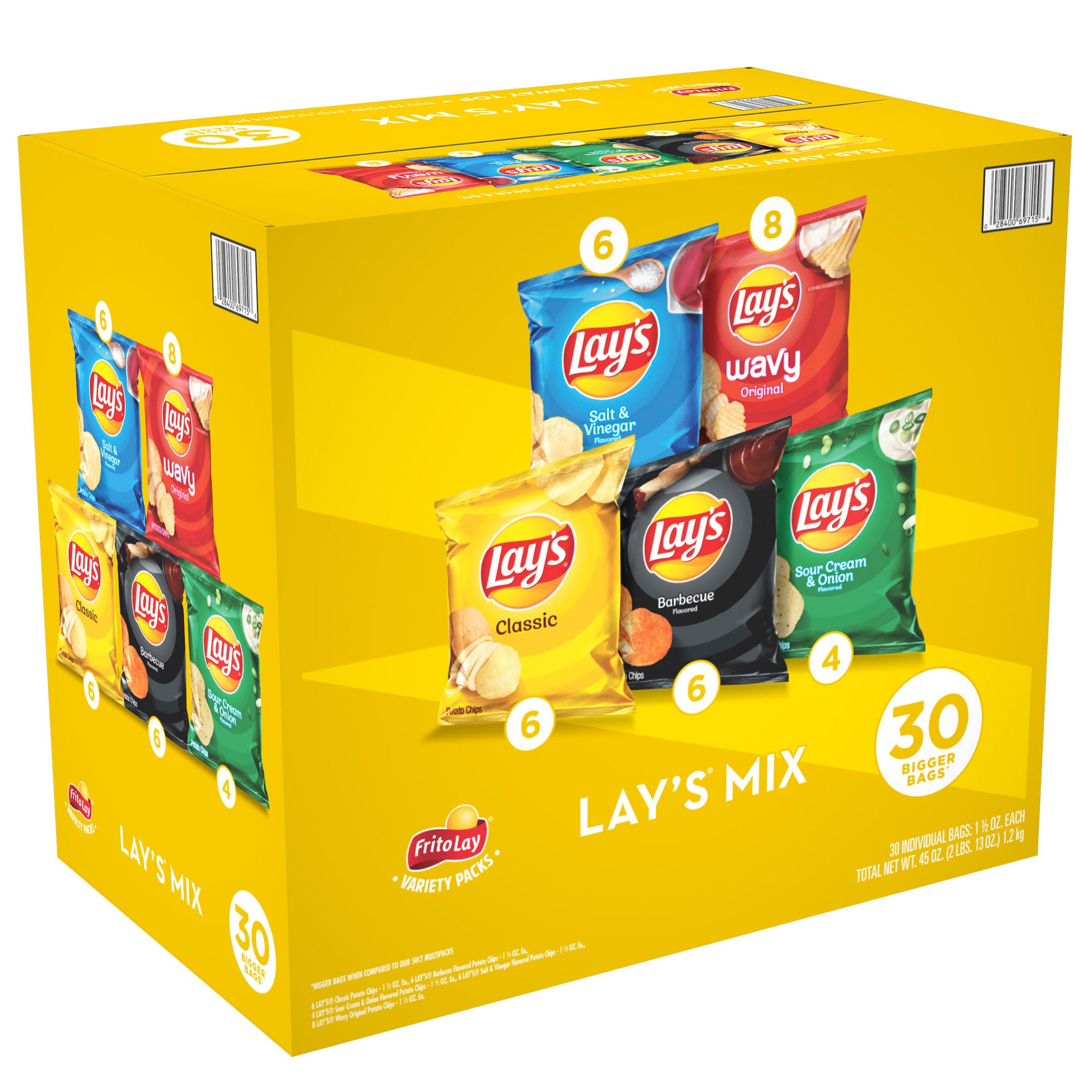 Frito Lay Lay’s Mix, Variety Pack, 1.5 oz, 30-count