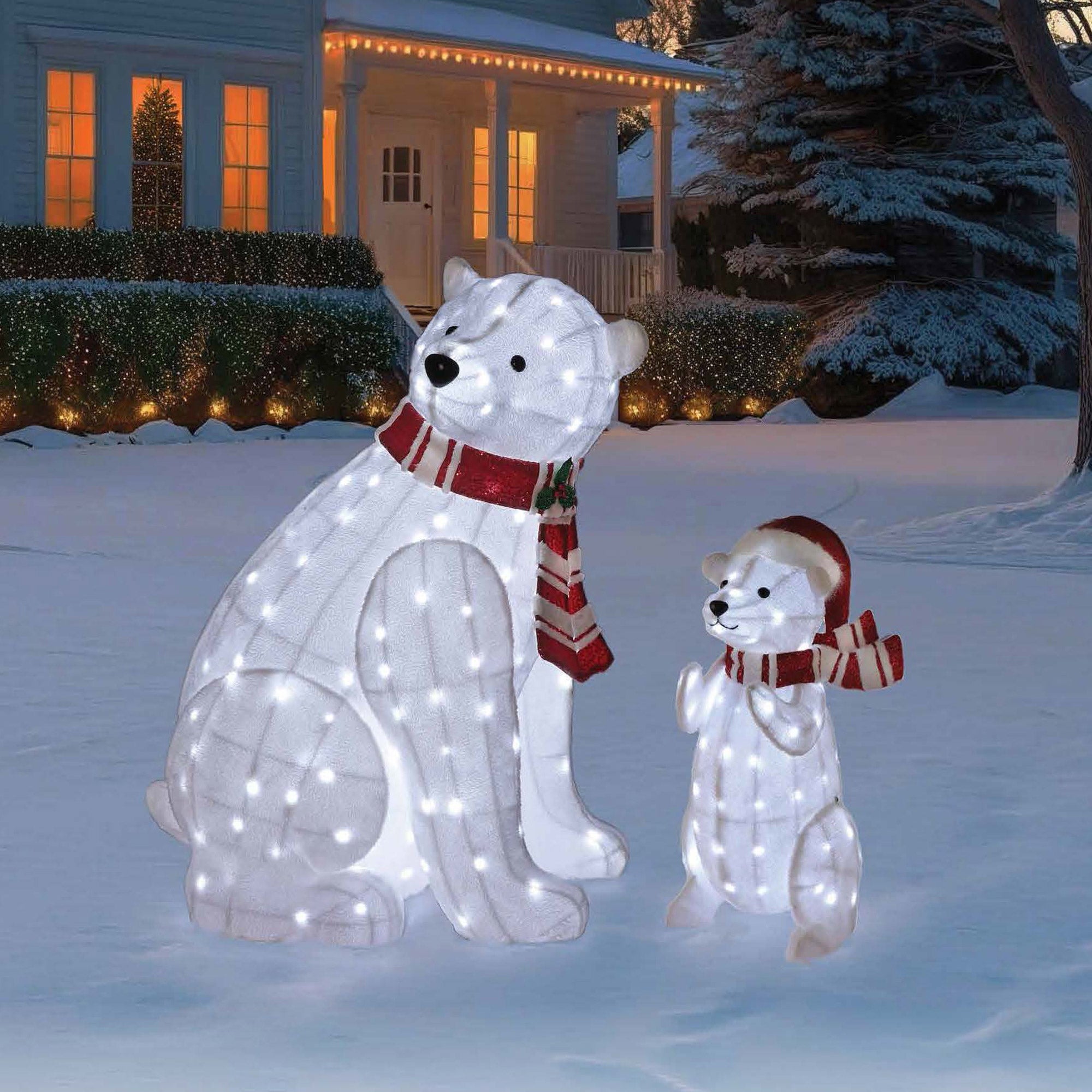 4' & 2.6' Polar Bears with LED Lights, Set of 2 | Costco