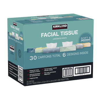 Kirkland Signature Facial Tissue, 2-Ply, Flat Box, 110 Tissues, 30 ct
