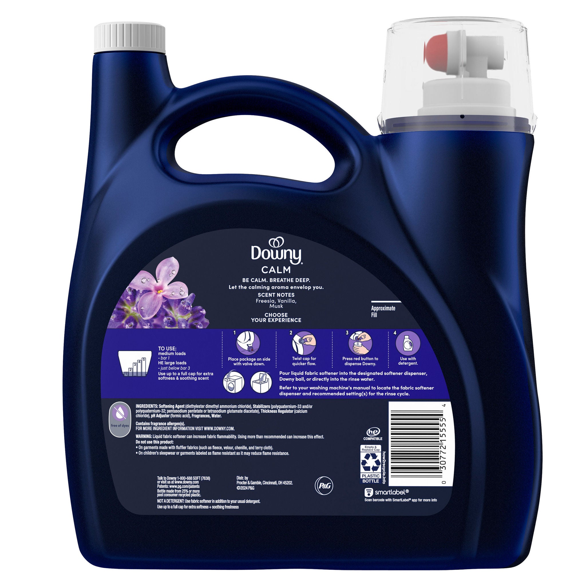Downy Liquid Calm Soft 2-in-1 Fabric Softener, 164 loads, 111 fl