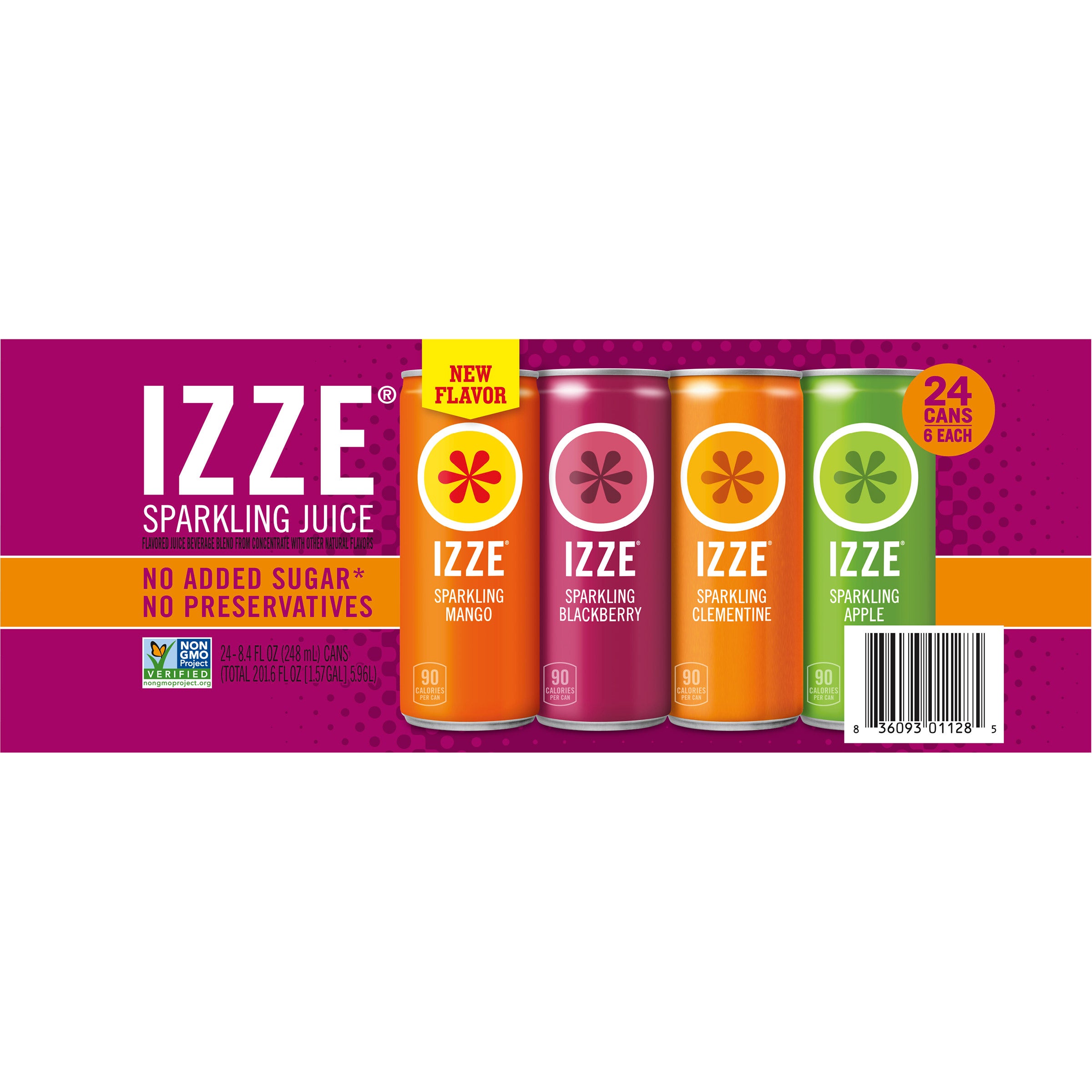 IZZE, Sparkling Juice Beverage, Variety Pack, 8.4 fl oz, 24-Count