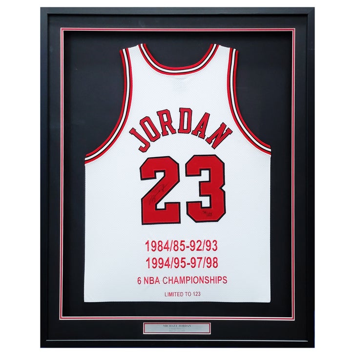 Chicago Bulls Michael Jordan Autographed Framed White Championship