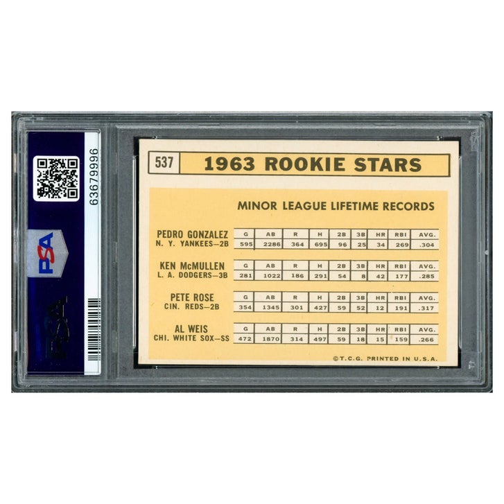 Pete Rose Autographed 1963 Topps Rookie Card #537 