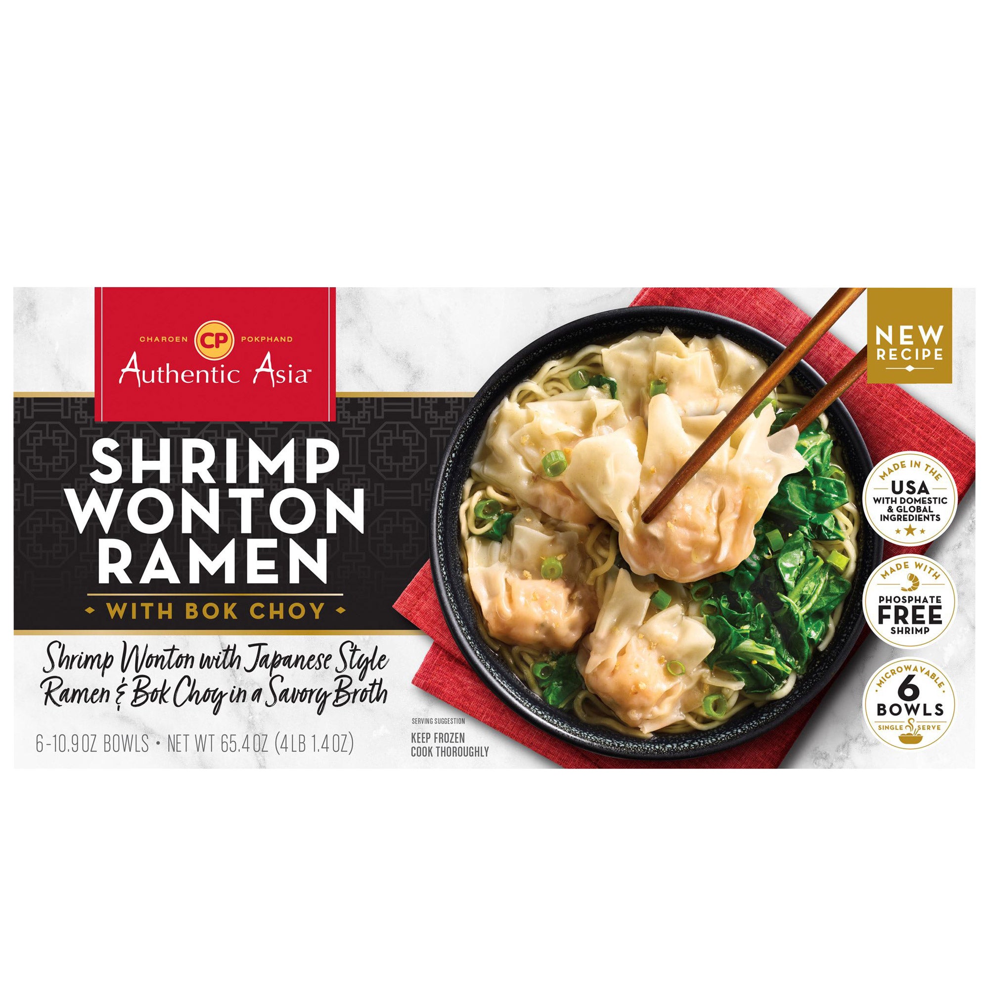 Authentic Asia Shrimp Wonton Ramen with Bok Choy, 10.9 oz, 6 ct