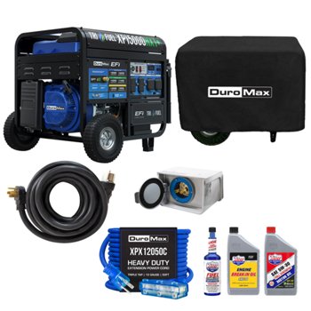 DuroMax 15,000W Starting / 12,000W Running Tri Fuel EFI Generator with Home Power Backup Bundle