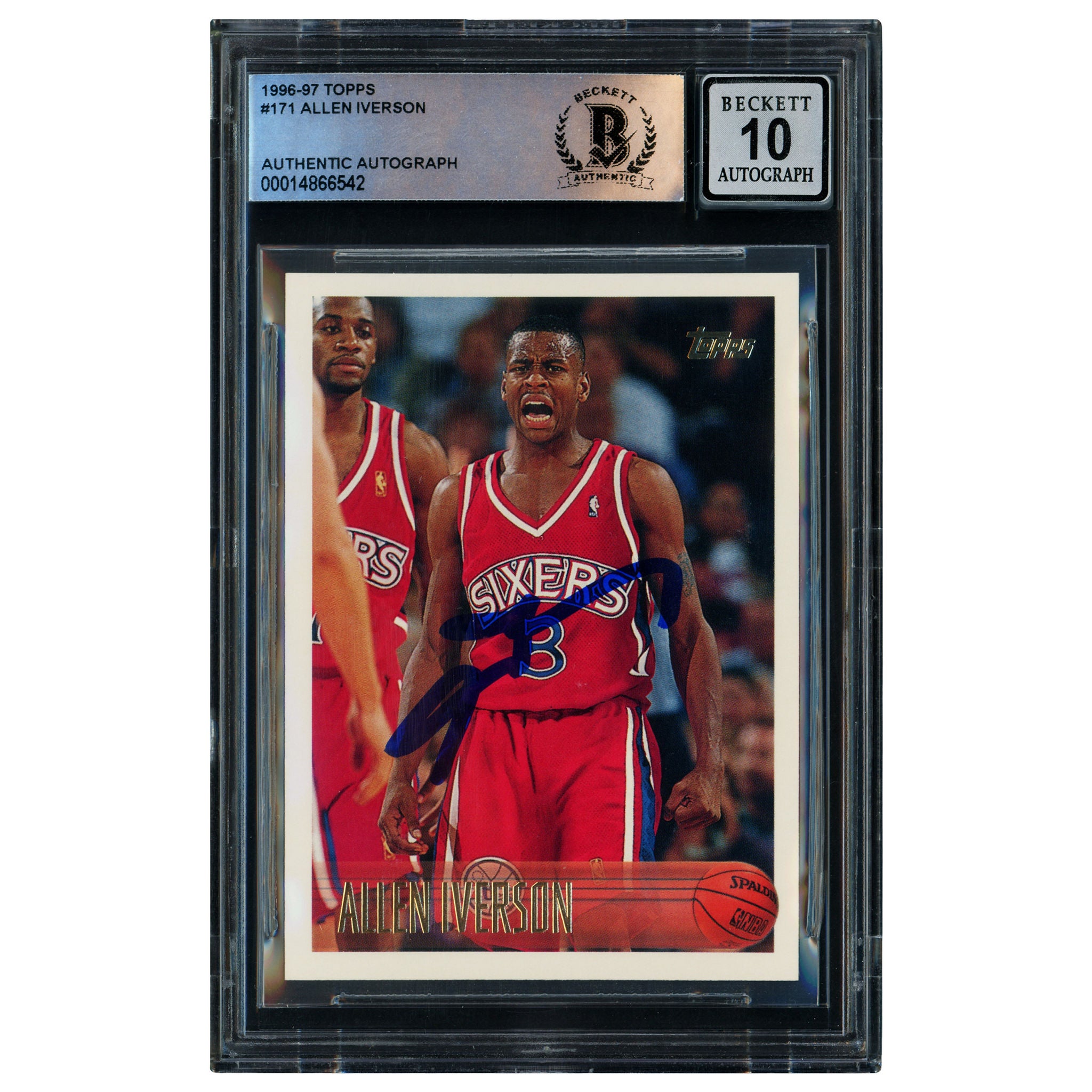Allen Iverson Autographed 1996-97 Topps Rookie Card #171