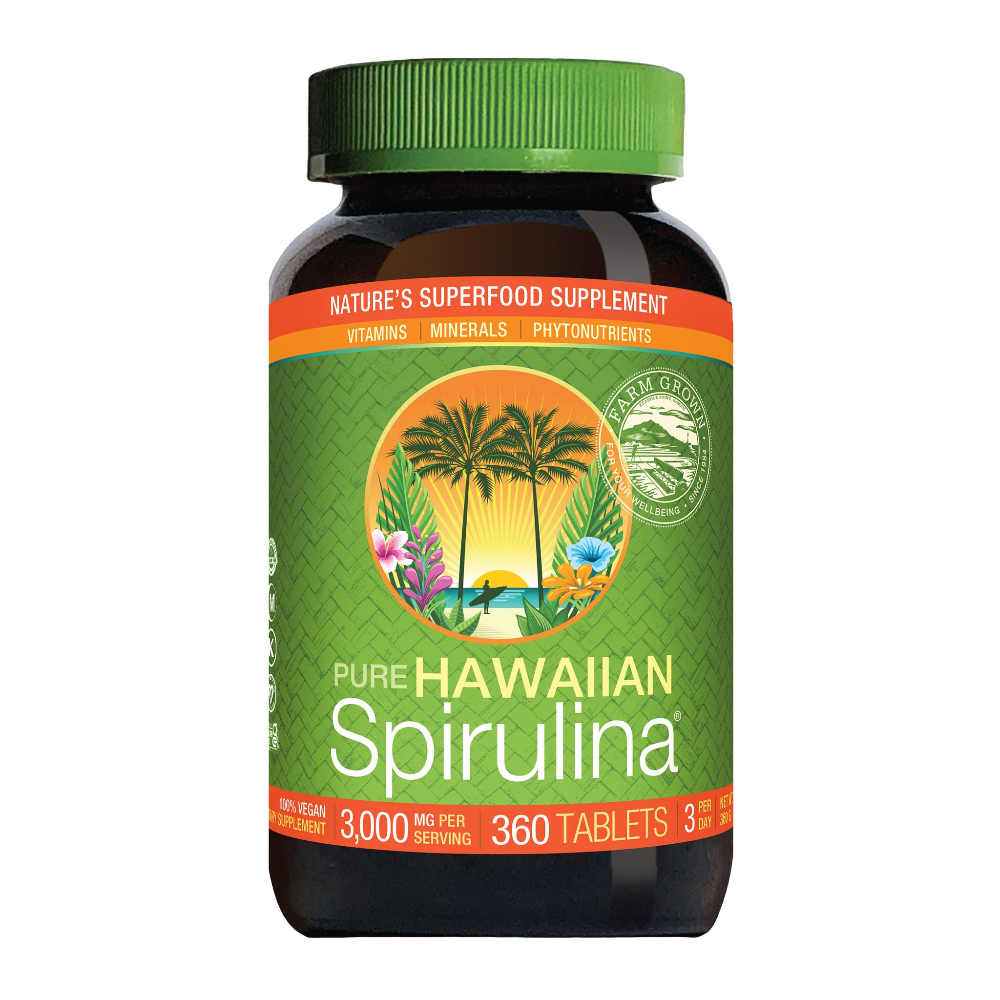 Pure Hawaiian Spirulina Pacifica® 3000 mg, 360 Tablets