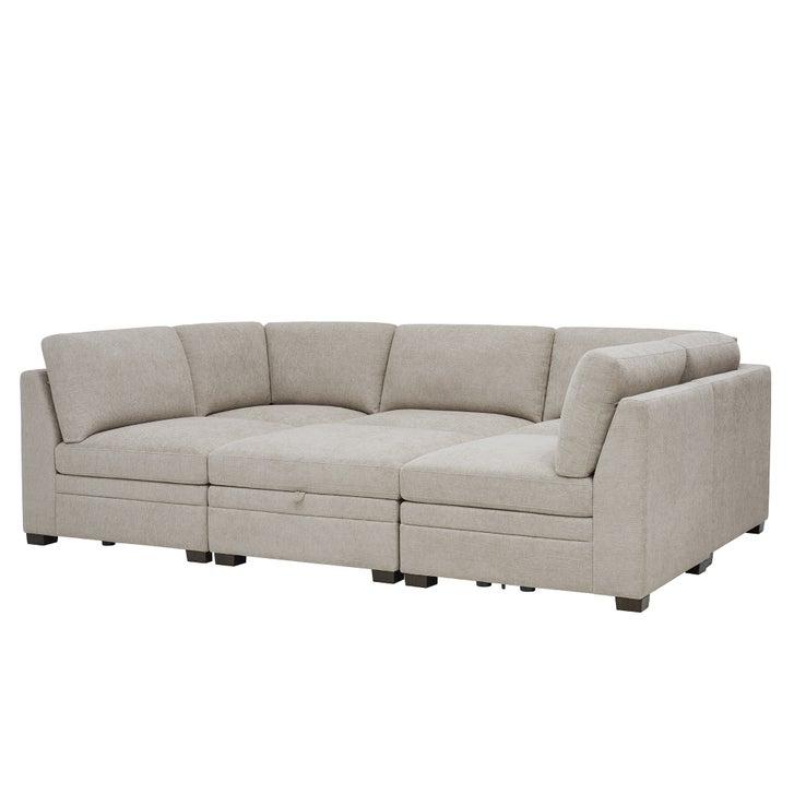 Thomasville Tisdale Modular Sectional 6-piece Taupe with Storage Thomasville Tisdale Modular Sectional 6-piece Taupe with Storage