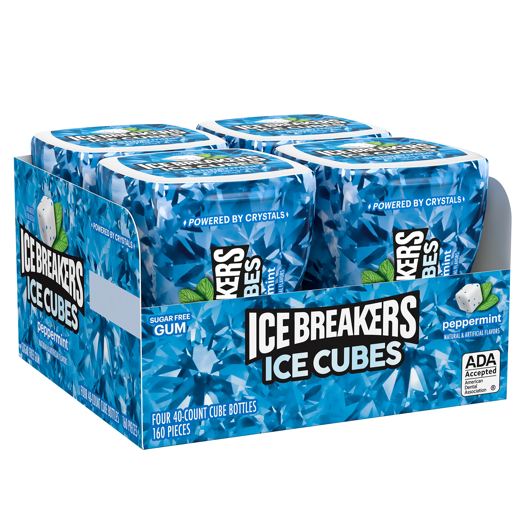 Ice Breakers Ice Cubes Sugar Free Gum, Peppermint, 40 pieces, 4 ct