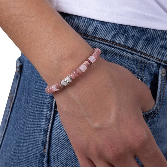 Sheryl Lowe Pink Mixed Beaded Bracelet with Smooth Rondelle Accent