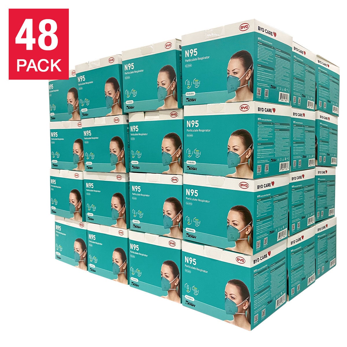 BYD N95 防塵マスク 1箱20個入り×48箱 合計 960個 1ケース BYD N95 Particulate Respirator Disposable Face Mask, 960 Count (48