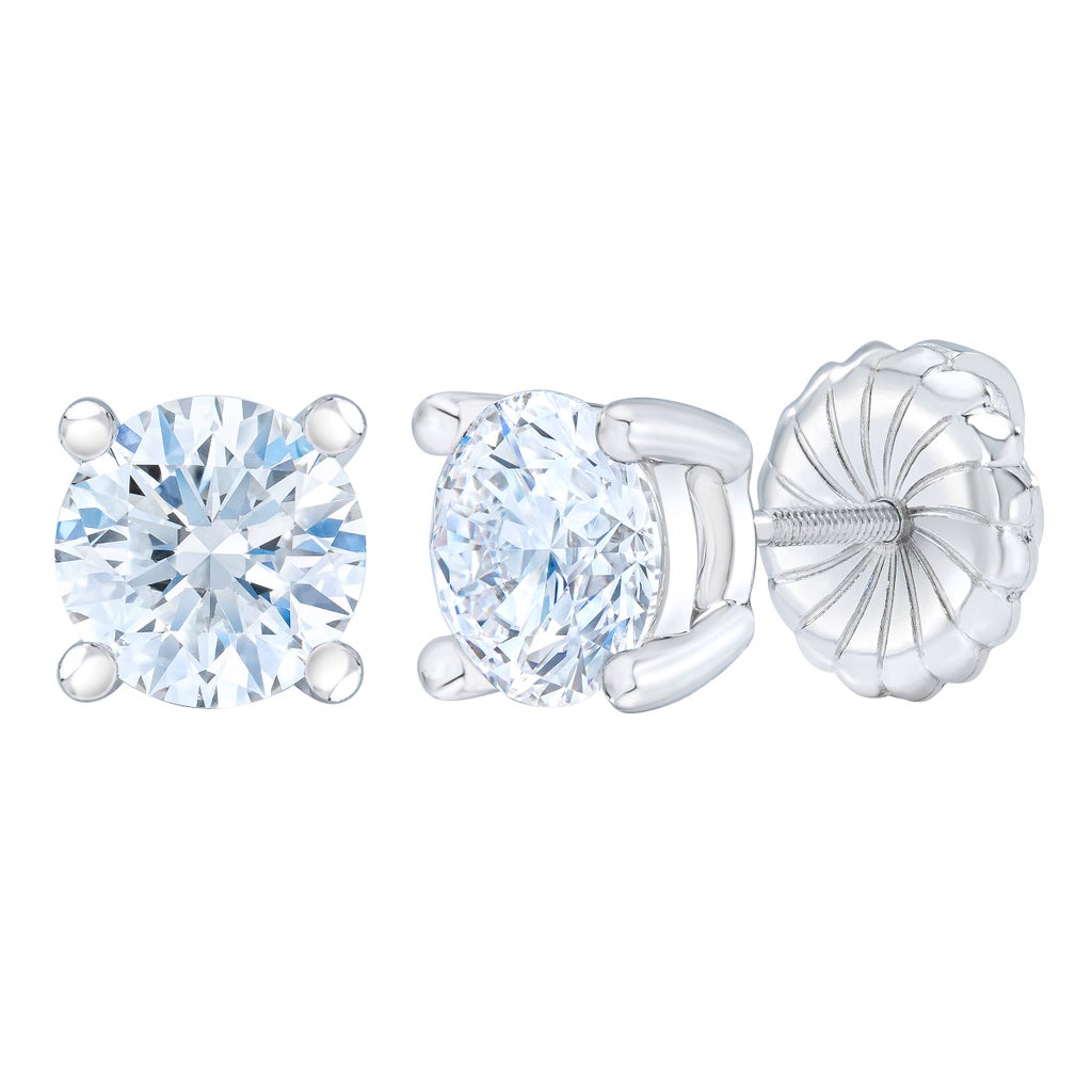 Round Brilliant 2.15 ctw VVS2 Clarity, H Color Diamond Platinum Stud ...