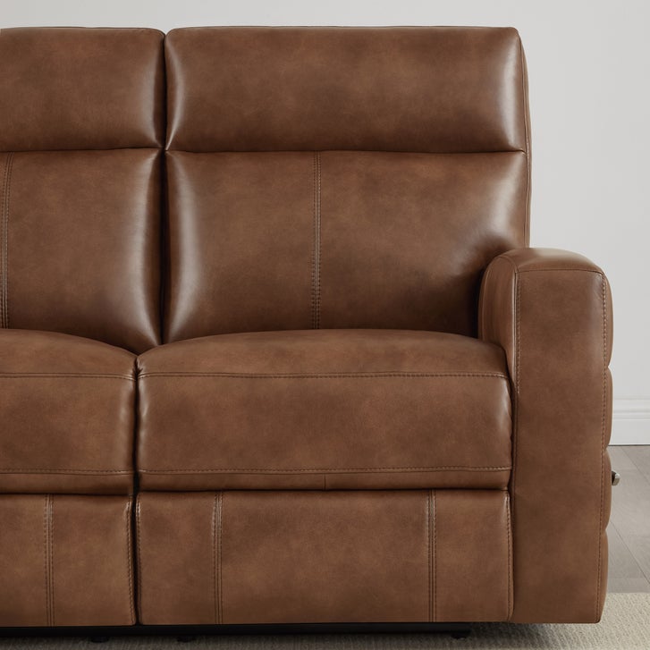 Prospera Home Jacklyn Top Grain Leather Manual Reclining Sofa and