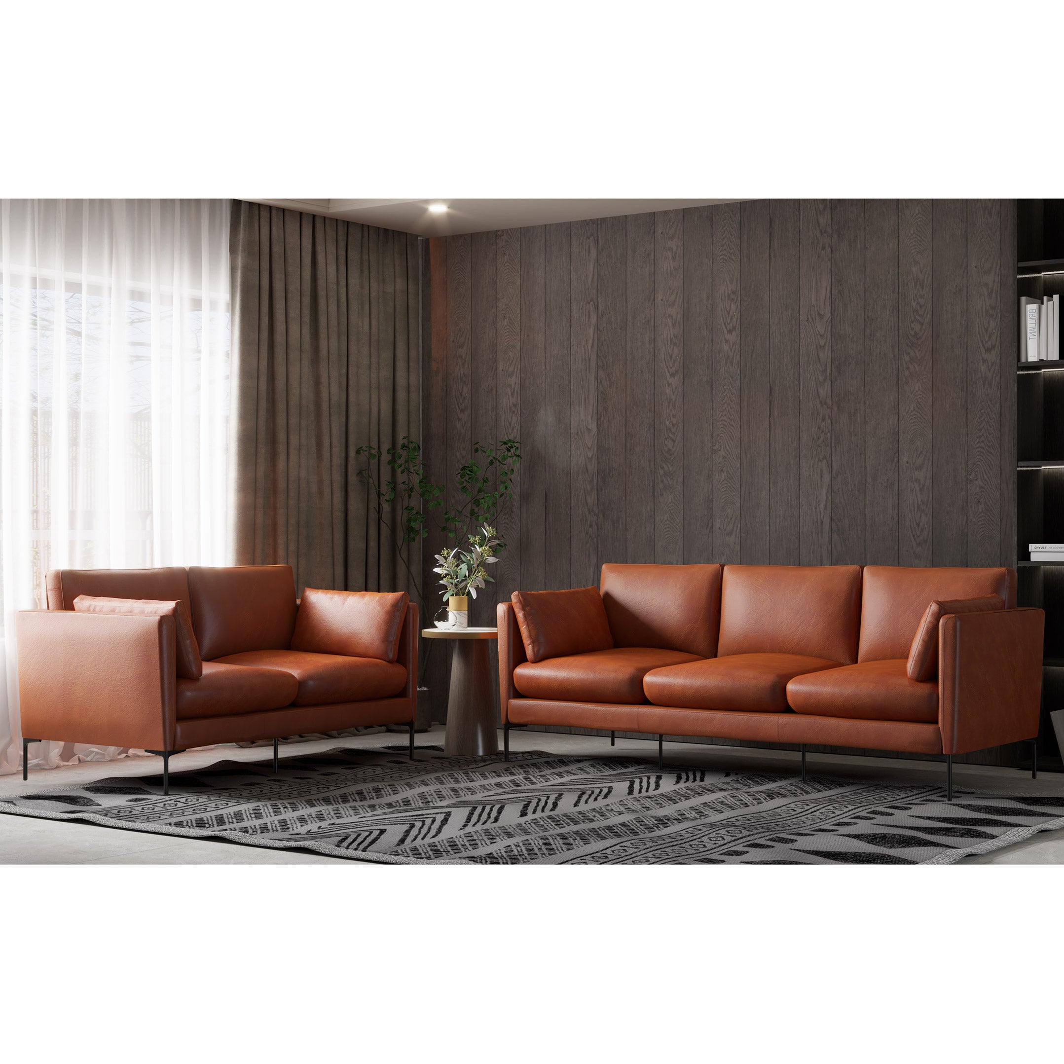Kava Top-Grain Leather Sofa & Loveseat, Brown | Costco