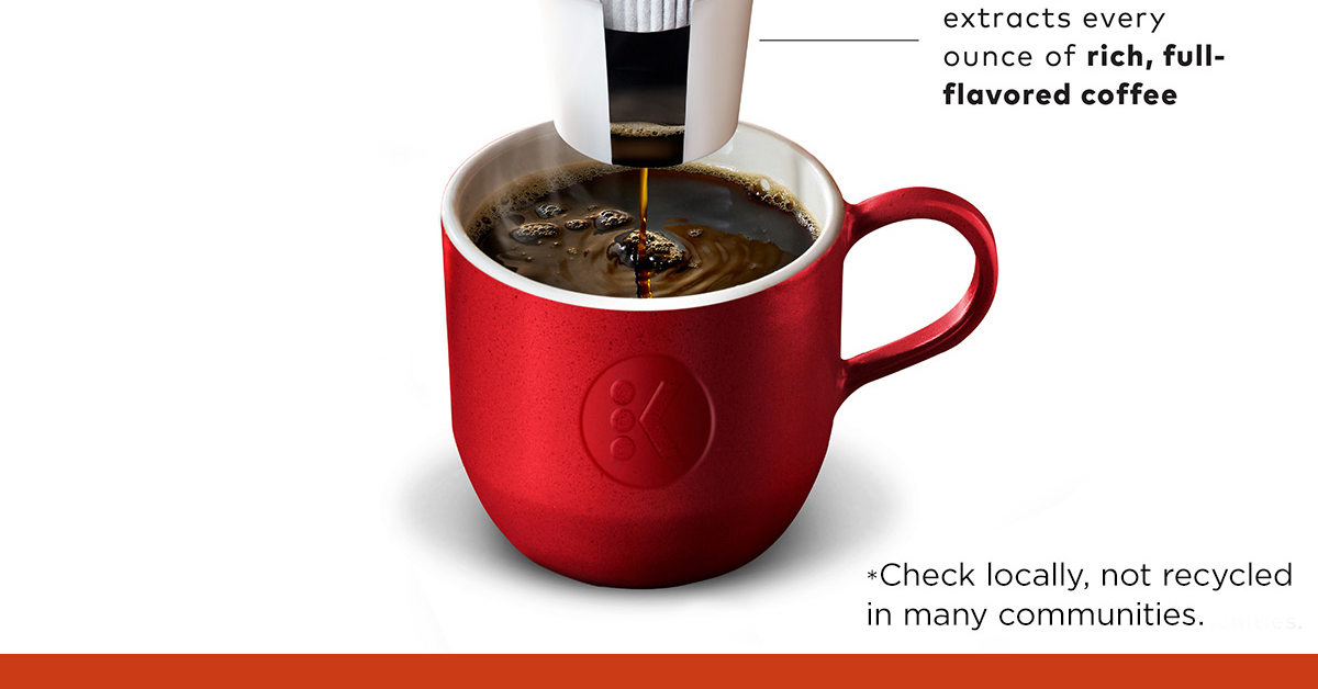 Gentle pressure extracts every ounce of rich, full-flavored coffee. *Check locally, not recycled in many communities. 