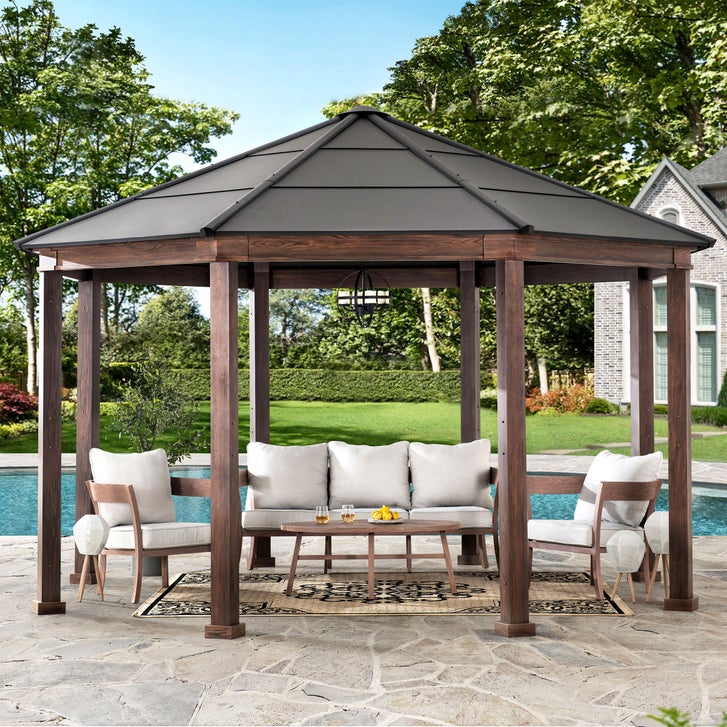 ギンコ Sunjoy 14.9' x 14.9' Daybreak Octagon Gazebo | Costco