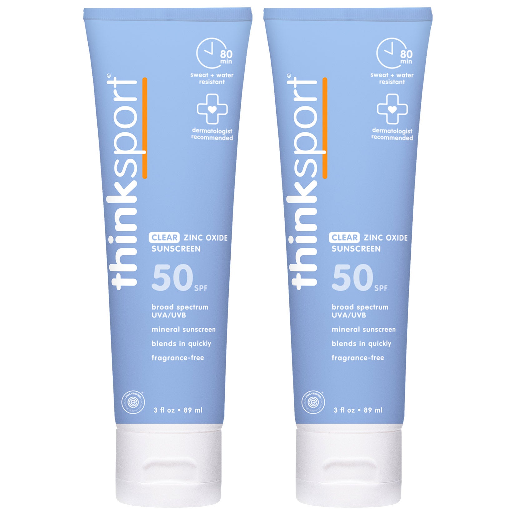 Thinksport Clear Zinc Mineral Sunscreen Lotion SPF 50, 3 fl oz, 2-pack