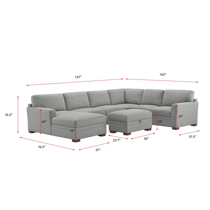 Thomasville Langdon Fabric Sectional with Chaise and Storage