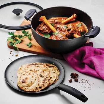 Tramontina 3-piece Cast Iron 7-quart Deep Kadai & Flat Tawa Cookware Set