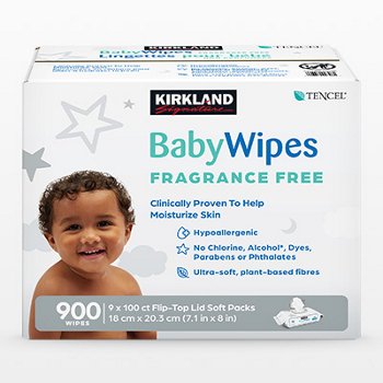 Kirkland Signature Baby Wipes Fragrance Free, 900-Count